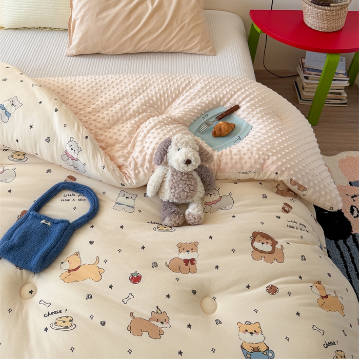 91家纺网 家纺一手货源 找家纺 暖生活 2026新款针织棉豆豆绒星星被 被子被芯-第三批咖啡汪