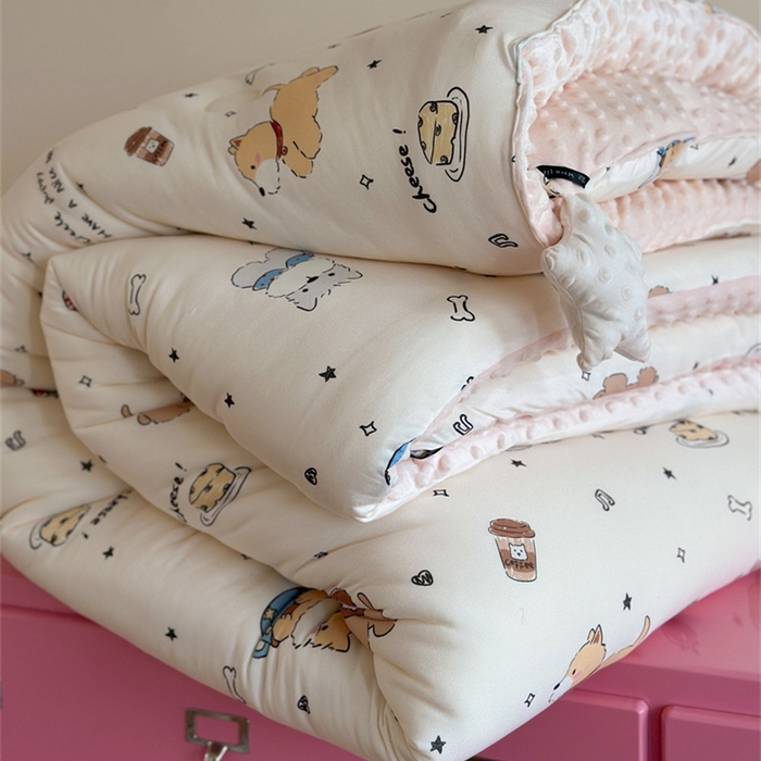 91家纺网 家纺一手货源 找家纺 暖生活 2026新款针织棉豆豆绒星星被 被子被芯-第三批咖啡汪