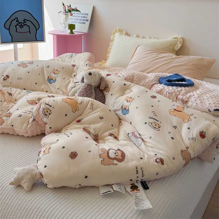 91家纺网 家纺一手货源 找家纺 暖生活 2026新款针织棉豆豆绒星星被 被子被芯-第三批咖啡汪