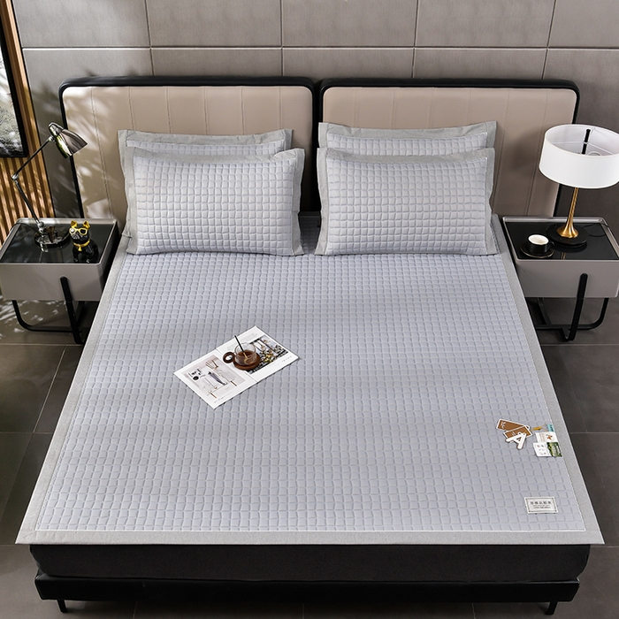 91家纺网 家纺一手货源 找家纺 小牛席业 2026新款经典款-小冰块加厚乳胶席凉席藤席冰藤席竹席空调席草席冰丝席豆豆席乳胶席三件套 经典款-小冰块乳胶席系列（加厚款）-浅灰