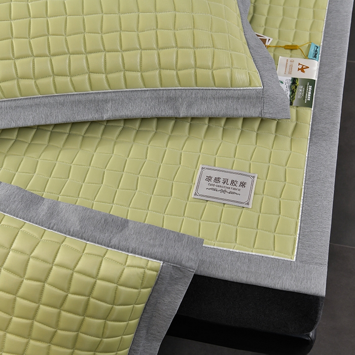 91家纺网 家纺一手货源 找家纺 小牛席业 2026新款经典款-小冰块加厚乳胶席凉席藤席冰藤席竹席空调席草席冰丝席豆豆席乳胶席三件套 经典款-小冰块乳胶席系列（加厚款）-松石绿