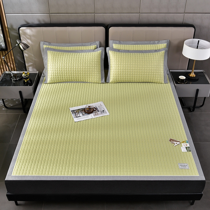 91家纺网 家纺一手货源 找家纺 小牛席业 2026新款经典款-小冰块加厚乳胶席凉席藤席冰藤席竹席空调席草席冰丝席豆豆席乳胶席三件套 经典款-小冰块乳胶席系列（加厚款）-松石绿