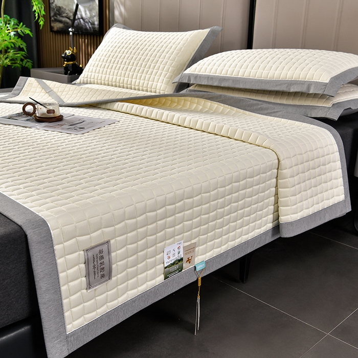 91家纺网 家纺一手货源 找家纺 小牛席业 2026新款经典款-小冰块加厚乳胶席凉席藤席冰藤席竹席空调席草席冰丝席豆豆席乳胶席三件套 经典款-小冰块乳胶席系列（加厚款）-象牙白