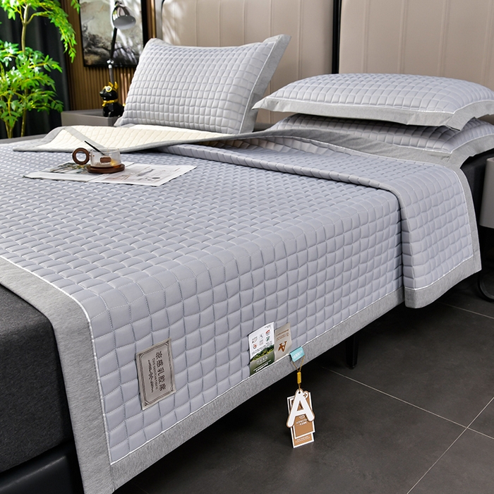 91家纺网 家纺一手货源 找家纺 小牛席业 2026新款经典款-小冰块加厚乳胶席凉席藤席冰藤席竹席空调席草席冰丝席豆豆席乳胶席三件套 经典款-小冰块乳胶席系列（加厚款）-浅灰