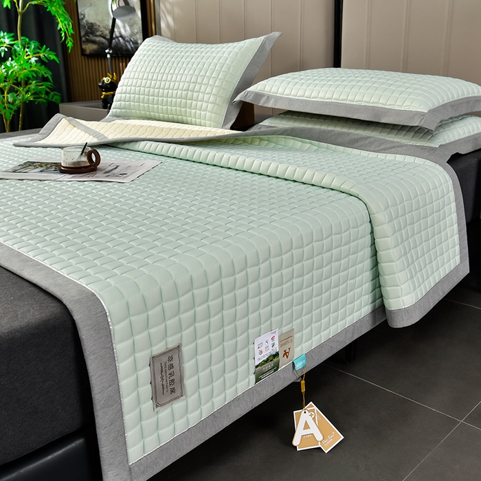 91家纺网 家纺一手货源 找家纺 小牛席业 2026新款经典款-小冰块加厚乳胶席凉席藤席冰藤席竹席空调席草席冰丝席豆豆席乳胶席三件套 经典款-小冰块乳胶席系列（加厚款）-水绿