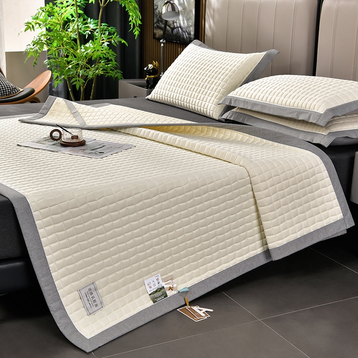 小牛席业 2026新款经典款-小冰块加厚乳胶席凉席藤席冰藤席竹席空调席草席冰丝席豆豆席乳胶席三件套 经典款-小冰块乳胶席系列（加厚款）-象牙白