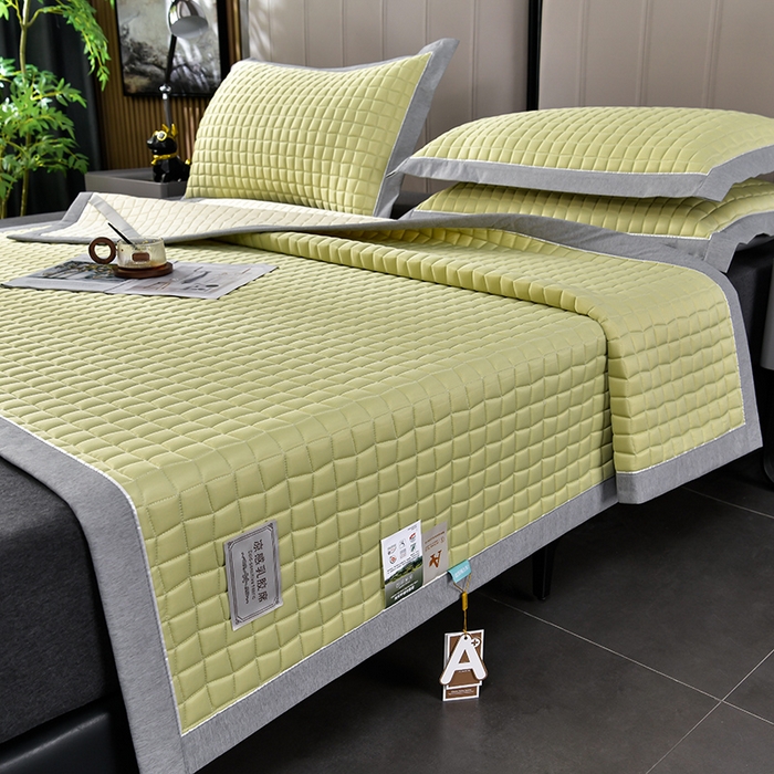 91家纺网 家纺一手货源 找家纺 小牛席业 2026新款经典款-小冰块加厚乳胶席凉席藤席冰藤席竹席空调席草席冰丝席豆豆席乳胶席三件套 经典款-小冰块乳胶席系列（加厚款）-松石绿