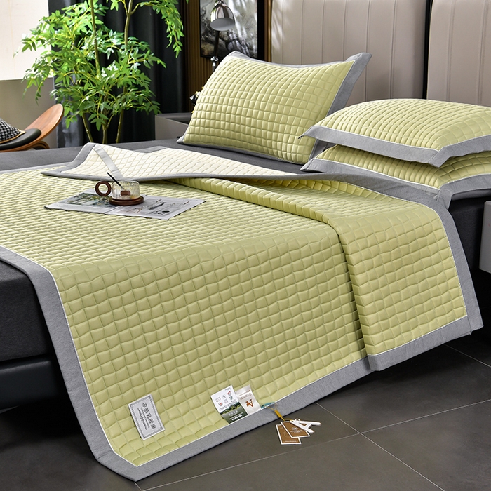 小牛席业 2026新款经典款-小冰块加厚乳胶席凉席藤席冰藤席竹席空调席草席冰丝席豆豆席乳胶席三件套 经典款-小冰块乳胶席系列（加厚款）-松石绿