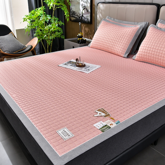 91家纺网 家纺一手货源 找家纺 小牛席业 2026新款经典款-小冰块加厚乳胶席凉席藤席冰藤席竹席空调席草席冰丝席豆豆席乳胶席三件套 经典款-小冰块乳胶席系列（加厚款）-豆沙