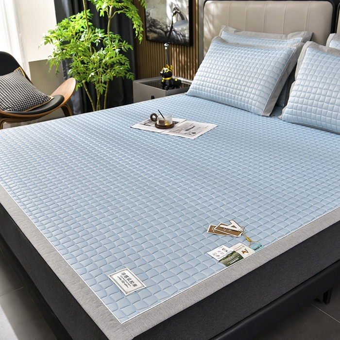91家纺网 家纺一手货源 找家纺 小牛席业 2026新款经典款-小冰块加厚乳胶席凉席藤席冰藤席竹席空调席草席冰丝席豆豆席乳胶席三件套 经典款-小冰块乳胶席系列（加厚款）-冰川蓝