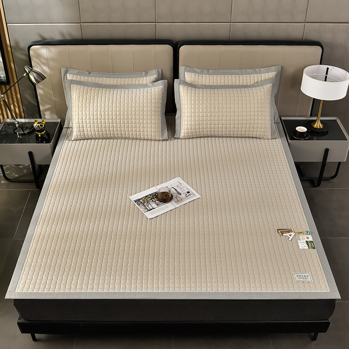 91家纺网 家纺一手货源 找家纺 小牛席业 2026新款经典款-小冰块加厚乳胶席凉席藤席冰藤席竹席空调席草席冰丝席豆豆席乳胶席三件套 经典款-小冰块乳胶席系列（加厚款）-烟灰