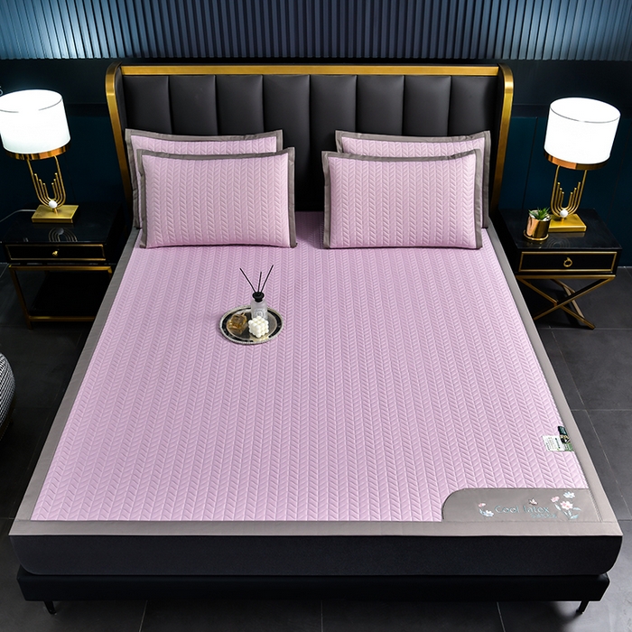 91家纺网 家纺一手货源 找家纺 小牛席业 2026新款凉感乳胶席系列-凉席藤席冰藤席竹席空调席草席冰丝席豆豆席乳胶席三件套 凉感乳胶席（浅紫)