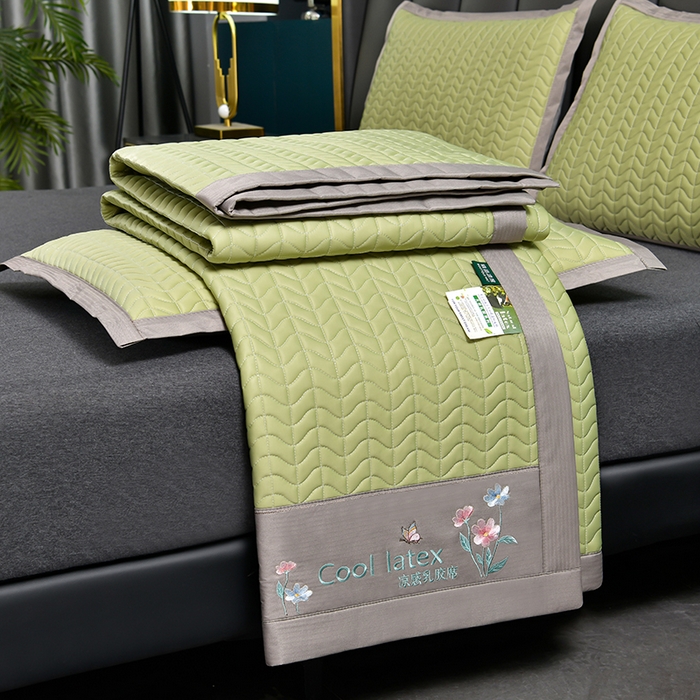 91家纺网 家纺一手货源 找家纺 小牛席业 2026新款凉感乳胶席系列-凉席藤席冰藤席竹席空调席草席冰丝席豆豆席乳胶席三件套 凉感乳胶席（果绿）