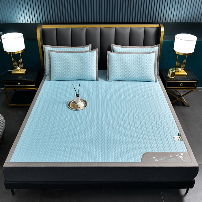 91家纺网 家纺一手货源 找家纺 小牛席业 2026新款凉感乳胶席系列-凉席藤席冰藤席竹席空调席草席冰丝席豆豆席乳胶席三件套 凉感乳胶席  (天蓝)