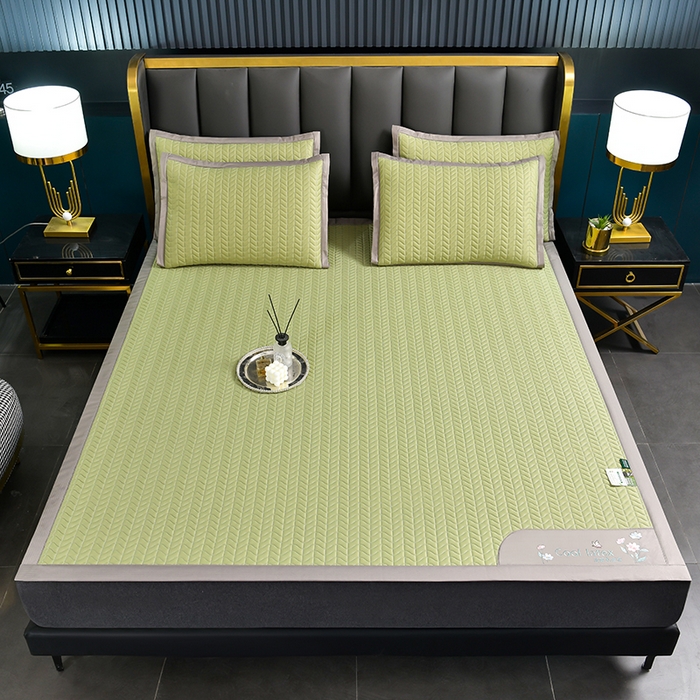 91家纺网 家纺一手货源 找家纺 小牛席业 2026新款凉感乳胶席系列-凉席藤席冰藤席竹席空调席草席冰丝席豆豆席乳胶席三件套 凉感乳胶席（果绿）