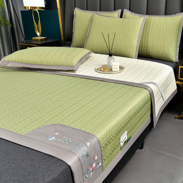 小牛席业 2026新款凉感乳胶席系列-凉席藤席冰藤席竹席空调席草席冰丝席豆豆席乳胶席三件套 凉感乳胶席（果绿）