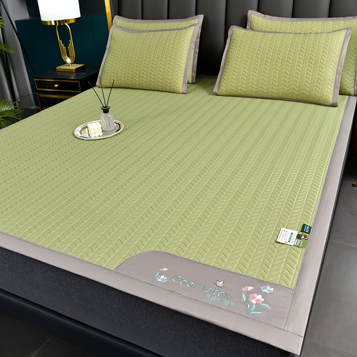 91家纺网 家纺一手货源 找家纺 小牛席业 2026新款凉感乳胶席系列-凉席藤席冰藤席竹席空调席草席冰丝席豆豆席乳胶席三件套 凉感乳胶席（果绿）