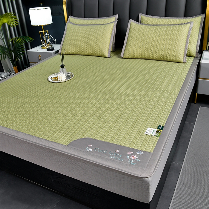 小牛席业 2026新款凉感乳胶席系列（床笠款）凉席藤席冰藤席竹席空调席草席冰丝席豆豆席乳胶席三件套 凉感乳胶席-果绿（床笠款）