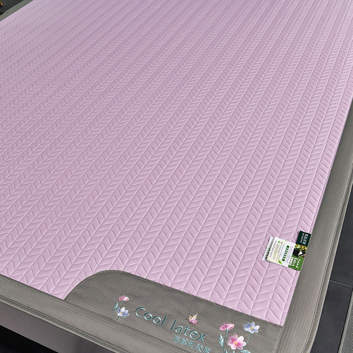 91家纺网 家纺一手货源 找家纺 小牛席业 2026新款凉感乳胶席系列（床笠款）凉席藤席冰藤席竹席空调席草席冰丝席豆豆席乳胶席三件套 凉感乳胶席-浅紫（床笠款）