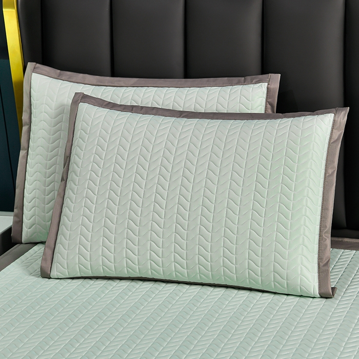 91家纺网 家纺一手货源 找家纺 小牛席业 2026新款凉感乳胶席系列（床笠款）凉席藤席冰藤席竹席空调席草席冰丝席豆豆席乳胶席三件套 凉感乳胶席-水绿（床笠款）