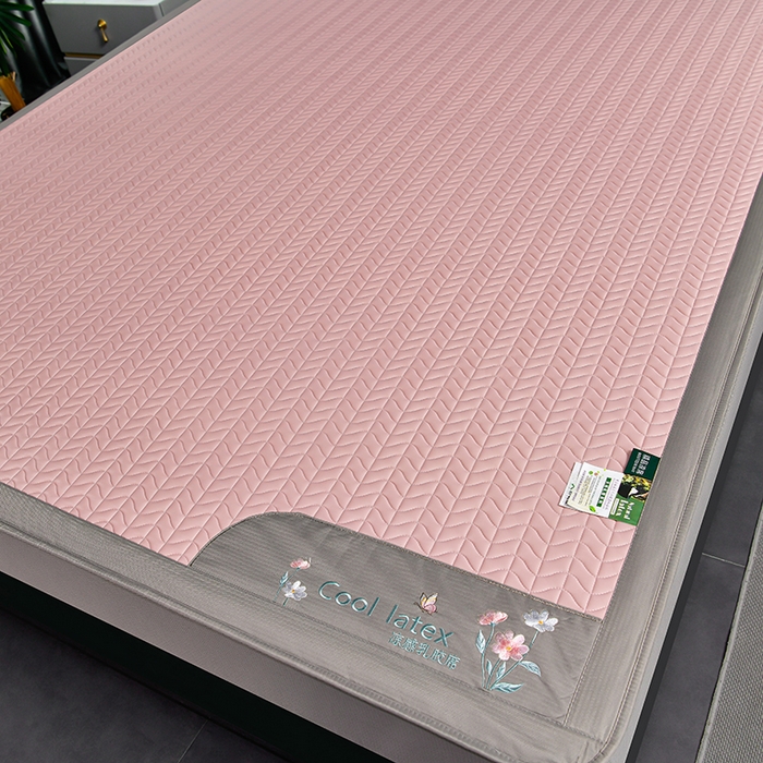 91家纺网 家纺一手货源 找家纺 小牛席业 2026新款凉感乳胶席系列（床笠款）凉席藤席冰藤席竹席空调席草席冰丝席豆豆席乳胶席三件套 凉感乳胶席-豆沙（床笠款）