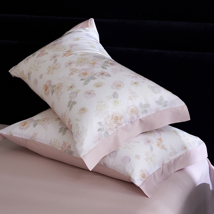 慕梵家居 2026新款莱赛尔纤维天丝枕套单件枕套单品 念池花粉