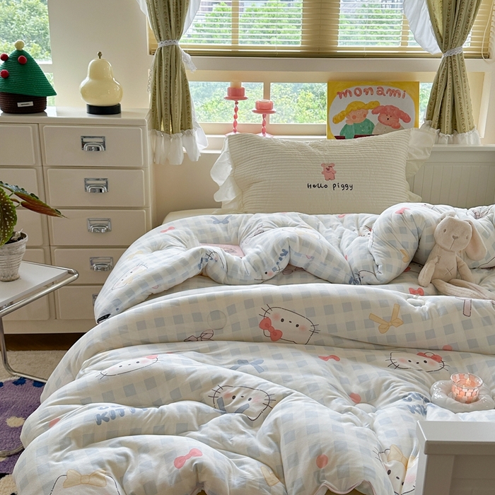 91家纺网 家纺一手货源 找家纺 暖生活 2026新款婴儿级牛奶针织棉大豆四季被冬被春秋被被子被芯蓝格凯蒂