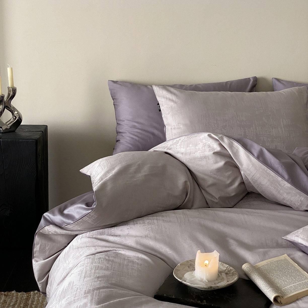 91家纺网 家纺一手货源 找家纺 玉宇阁家居 2026新款50支双股全棉纯棉贡缎大提花四件套 曼彻斯特-灰