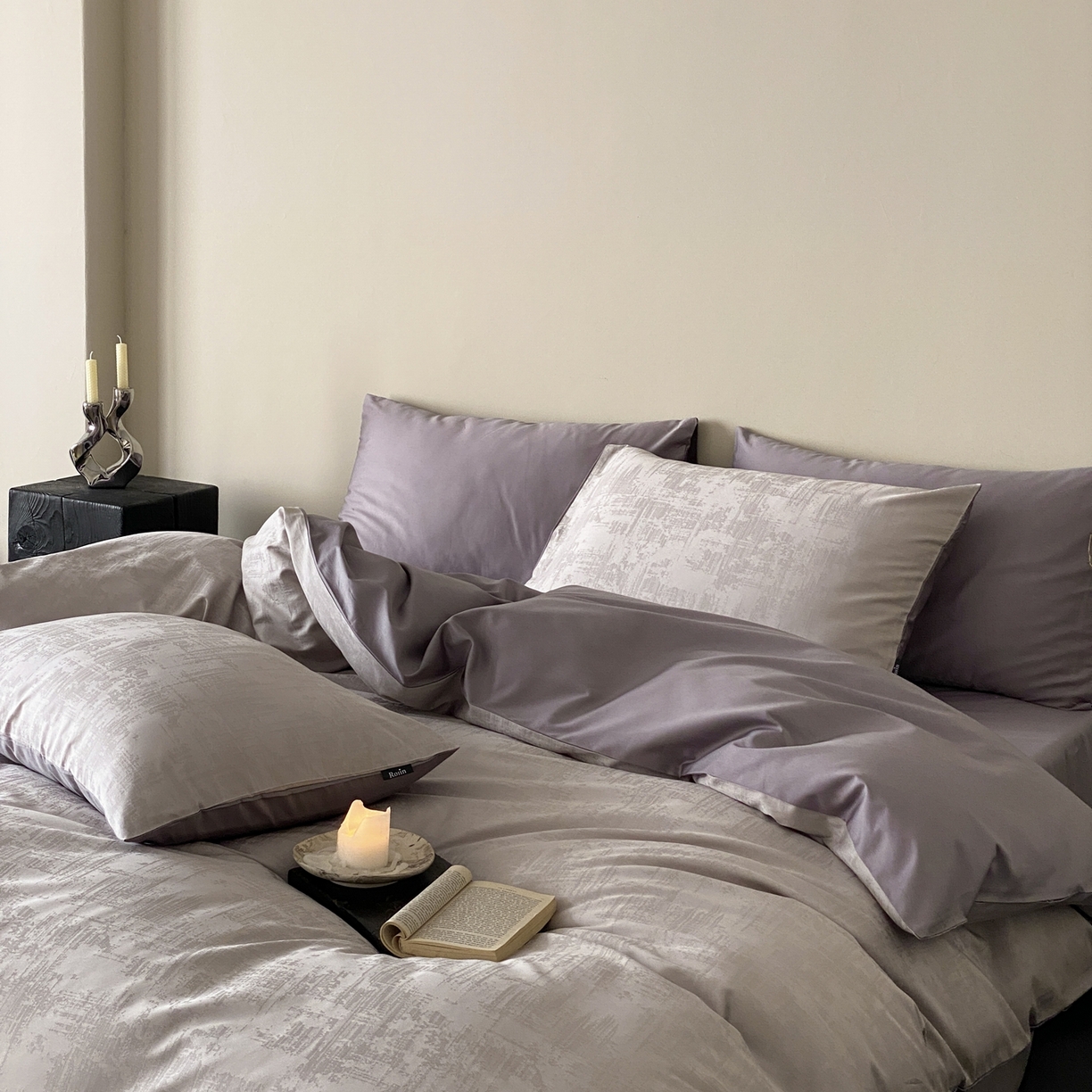 91家纺网 家纺一手货源 找家纺 玉宇阁家居 2026新款50支双股全棉纯棉贡缎大提花四件套 曼彻斯特-灰