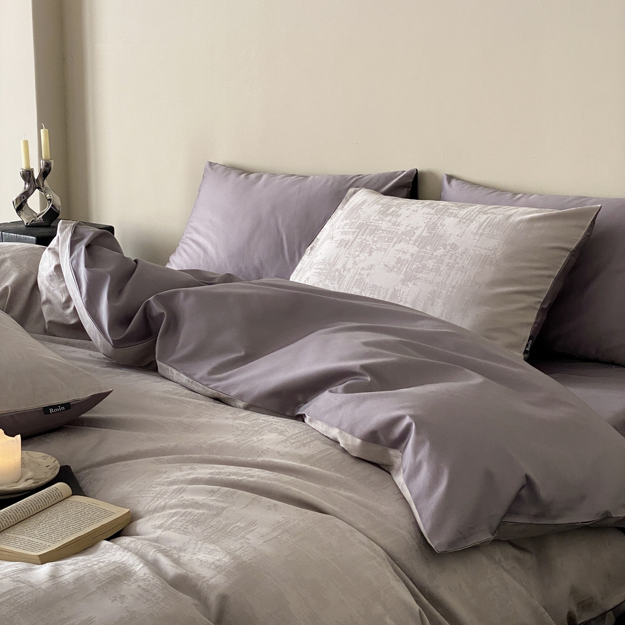 91家纺网 家纺一手货源 找家纺 玉宇阁家居 2026新款50支双股全棉纯棉贡缎大提花四件套 曼彻斯特-灰