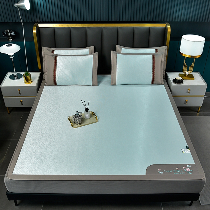 91家纺网 家纺一手货源 找家纺 小牛席业 2026新款超精密冰丝席-小斜纹系列-床笠款凉席藤席冰藤席冰丝席竹席草席空调席乳胶席豆豆席 超精密冰丝席-小斜纹系列-床笠款（绿