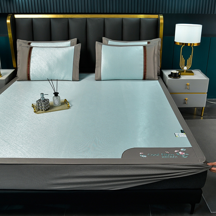 小牛席业 2026新款超精密冰丝席-小斜纹系列-床笠款凉席藤席冰藤席冰丝席竹席草席空调席乳胶席豆豆席 超精密冰丝席-小斜纹系列-床笠款（绿