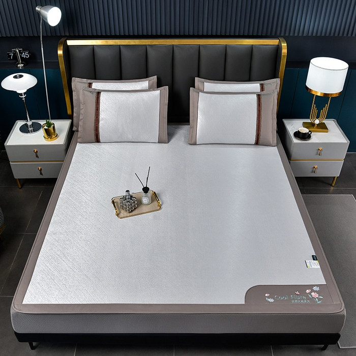 91家纺网 家纺一手货源 找家纺 小牛席业 2026新款超精密冰丝席-小斜纹系列-床笠款凉席藤席冰藤席冰丝席竹席草席空调席乳胶席豆豆席 超精密冰丝席-小斜纹系列-床笠款（银