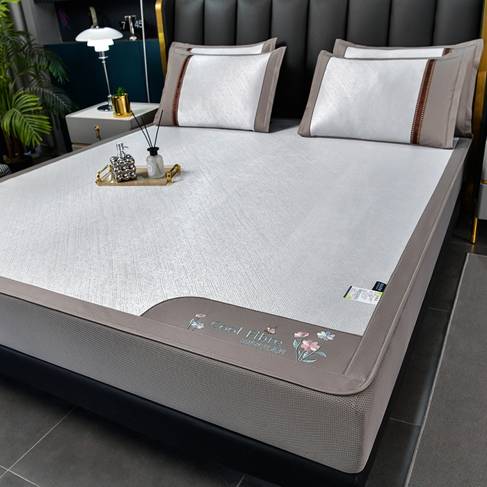 91家纺网 家纺一手货源 找家纺 小牛席业 2026新款超精密冰丝席-小斜纹系列-床笠款凉席藤席冰藤席冰丝席竹席草席空调席乳胶席豆豆席 超精密冰丝席-小斜纹系列-床笠款（银