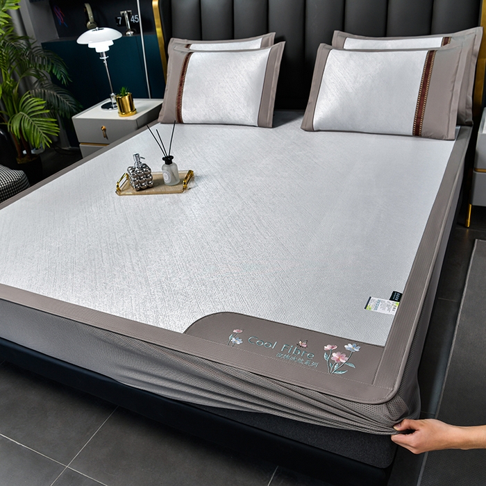 91家纺网 家纺一手货源 找家纺 小牛席业 2026新款超精密冰丝席-小斜纹系列-床笠款凉席藤席冰藤席冰丝席竹席草席空调席乳胶席豆豆席 超精密冰丝席-小斜纹系列-床笠款（银