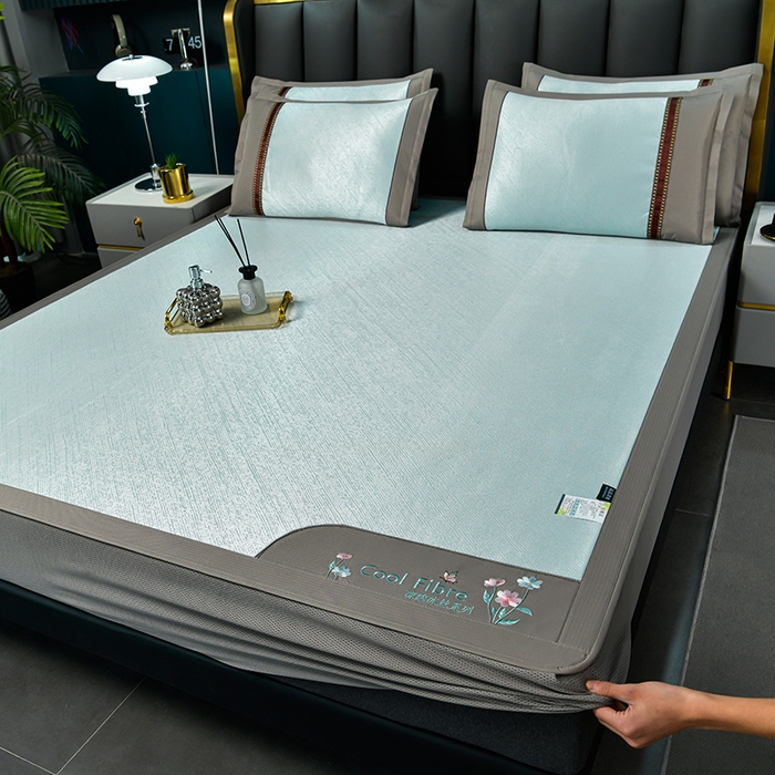 91家纺网 家纺一手货源 找家纺 小牛席业 2026新款超精密冰丝席-小斜纹系列-床笠款凉席藤席冰藤席冰丝席竹席草席空调席乳胶席豆豆席 超精密冰丝席-小斜纹系列-床笠款（绿