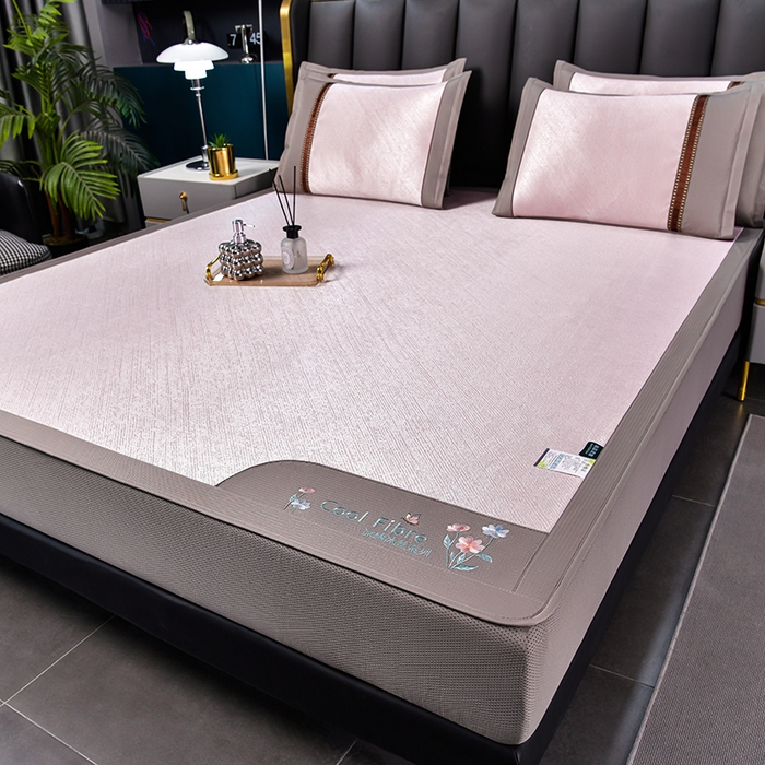 91家纺网 家纺一手货源 找家纺 小牛席业 2026新款超精密冰丝席-小斜纹系列-床笠款凉席藤席冰藤席冰丝席竹席草席空调席乳胶席豆豆席 超精密冰丝席-小斜纹系列-床笠款（粉