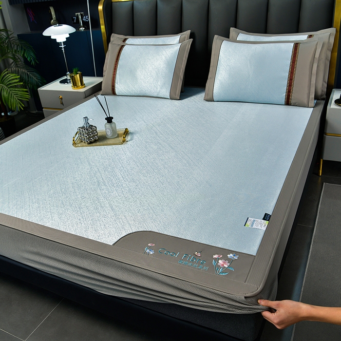 91家纺网 家纺一手货源 找家纺 小牛席业 2026新款超精密冰丝席-小斜纹系列-床笠款凉席藤席冰藤席冰丝席竹席草席空调席乳胶席豆豆席 超精密冰丝席-小斜纹系列-床笠款（蓝