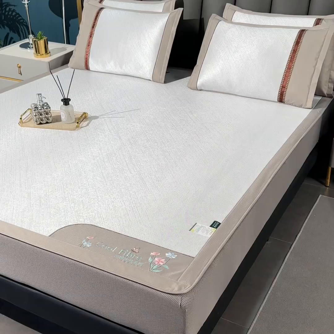 91家纺网 家纺一手货源 找家纺 小牛席业 2026新款超精密冰丝席-小斜纹系列-床笠款凉席藤席冰藤席冰丝席竹席草席空调席乳胶席豆豆席 超精密冰丝席-小斜纹系列-床笠款（银