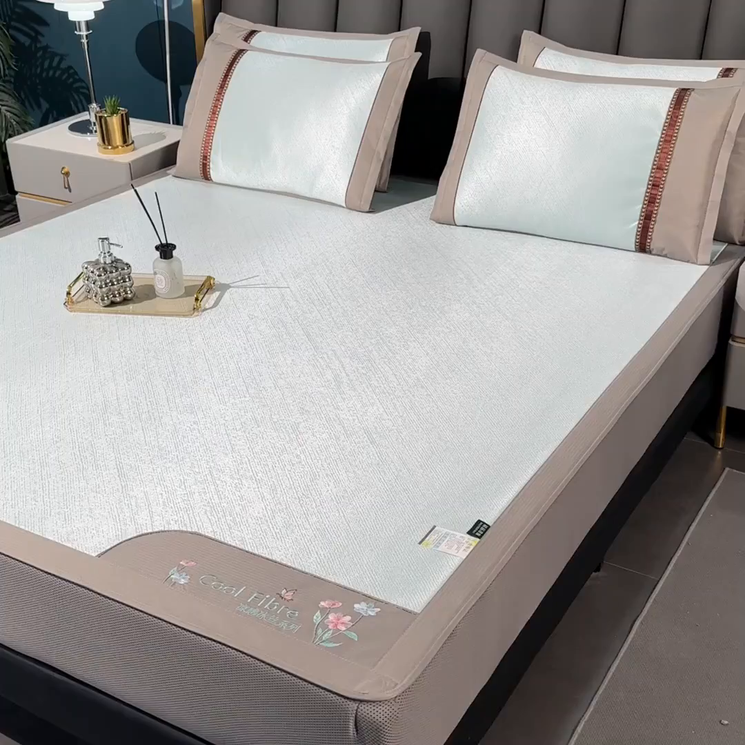 91家纺网 家纺一手货源 找家纺 小牛席业 2026新款超精密冰丝席-小斜纹系列-床笠款凉席藤席冰藤席冰丝席竹席草席空调席乳胶席豆豆席 超精密冰丝席-小斜纹系列-床笠款（绿