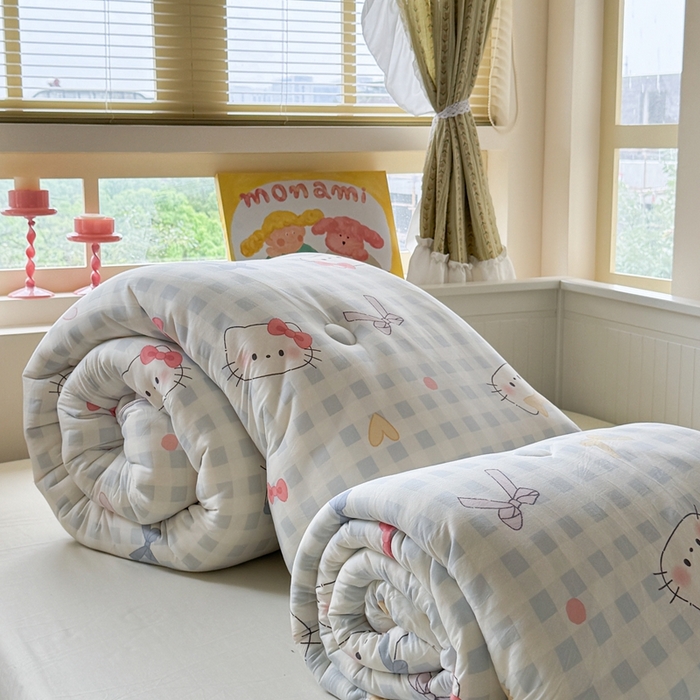 91家纺网 家纺一手货源 找家纺 暖生活 2026新款婴儿级牛奶针织棉大豆四季被冬被春秋被被子被芯蓝格凯蒂