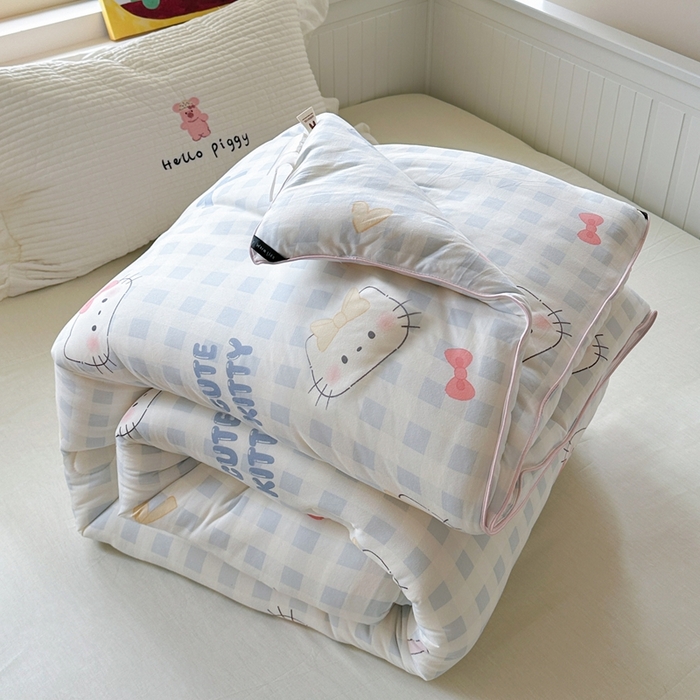 91家纺网 家纺一手货源 找家纺 暖生活 2026新款婴儿级牛奶针织棉大豆四季被冬被春秋被被子被芯蓝格凯蒂