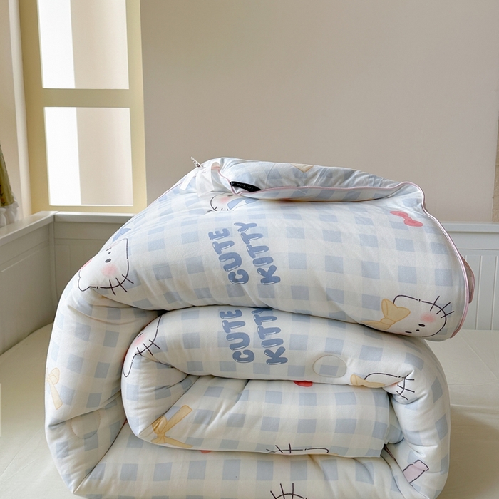 91家纺网 家纺一手货源 找家纺 暖生活 2026新款婴儿级牛奶针织棉大豆四季被冬被春秋被被子被芯蓝格凯蒂