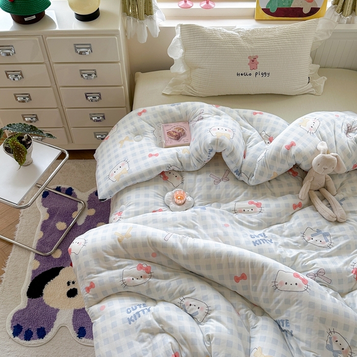 91家纺网 家纺一手货源 找家纺 暖生活 2026新款婴儿级牛奶针织棉大豆四季被冬被春秋被被子被芯蓝格凯蒂