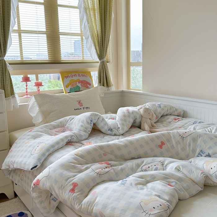 91家纺网 家纺一手货源 找家纺 暖生活 2026新款婴儿级牛奶针织棉大豆四季被冬被春秋被被子被芯蓝格凯蒂