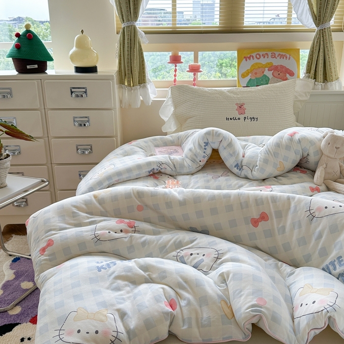 91家纺网 家纺一手货源 找家纺 暖生活 2026新款婴儿级牛奶针织棉大豆四季被冬被春秋被被子被芯蓝格凯蒂