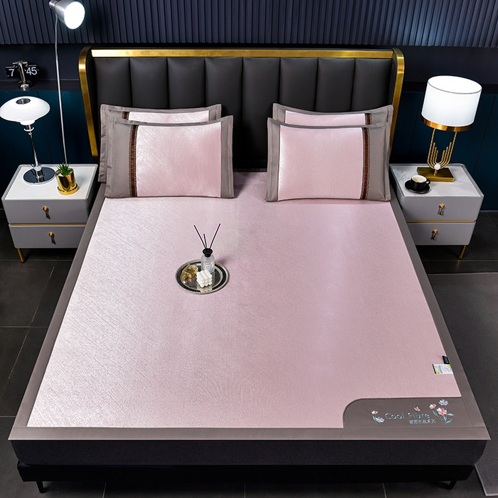 91家纺网 家纺一手货源 找家纺 小牛席业 2026新款超精密冰丝席-小斜纹系列凉席藤席冰藤席冰丝席竹席草席空调席乳胶席豆豆席 超精密冰丝席-小斜纹（粉色）