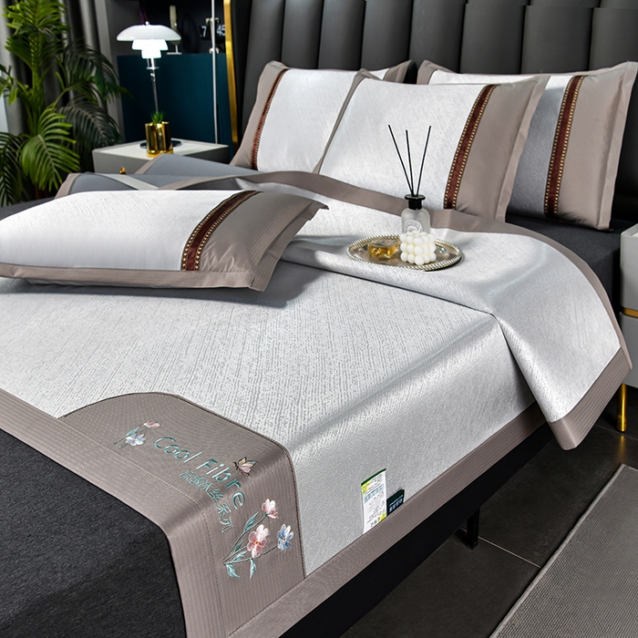 91家纺网 家纺一手货源 找家纺 小牛席业 2026新款超精密冰丝席-小斜纹系列凉席藤席冰藤席冰丝席竹席草席空调席乳胶席豆豆席 超精密冰丝席-小斜纹（灰色）