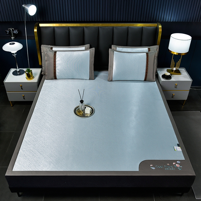 91家纺网 家纺一手货源 找家纺 小牛席业 2026新款超精密冰丝席-小斜纹系列凉席藤席冰藤席冰丝席竹席草席空调席乳胶席豆豆席 超精密冰丝席-小斜纹（蓝色）