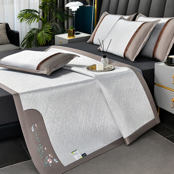 91家纺网 家纺一手货源 找家纺 小牛席业 2026新款超精密冰丝席-小斜纹系列凉席藤席冰藤席冰丝席竹席草席空调席乳胶席豆豆席 超精密冰丝席-小斜纹（灰色）